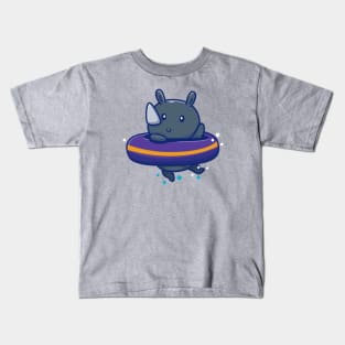 Cute Rhino With Swim Ring Kids T-Shirt